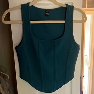 SHEIN Blue Fitted Corset-StyleTank Top